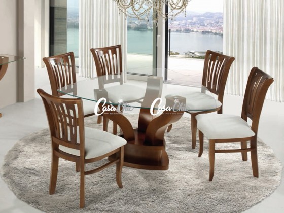 Conjunto Mesa de Jantar Bom Lar Verona com 06 Cadeiras 1.40 x 1.40 Triangular